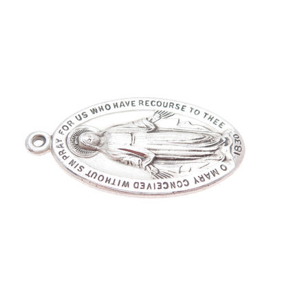 925 Sterling Silver Vintage St. Mary Miraculous Medal Charm Pendant