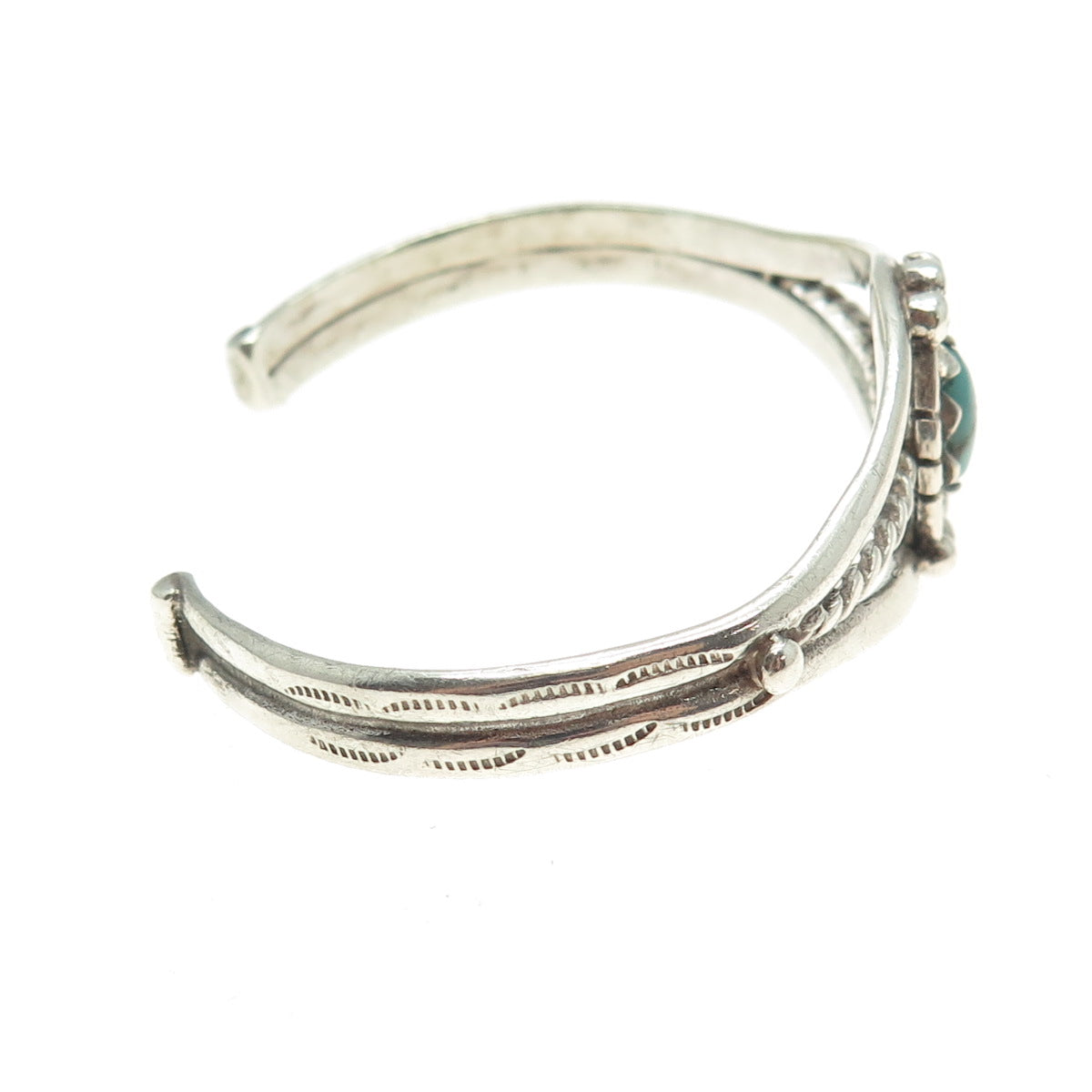 Old Pawn 925 Sterling Silver Vintage Kingman Turquoise Adjustable Bracelet 5.75"