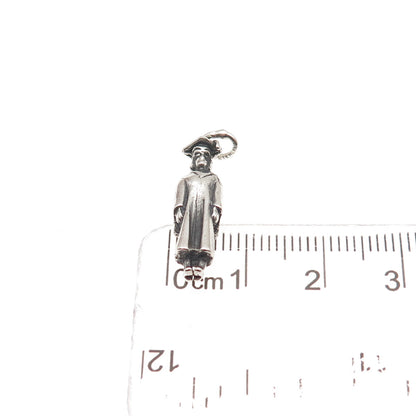 Wells 925 Sterling Silver Vintage Graduate Student Oxidized 3D Charm Pendant