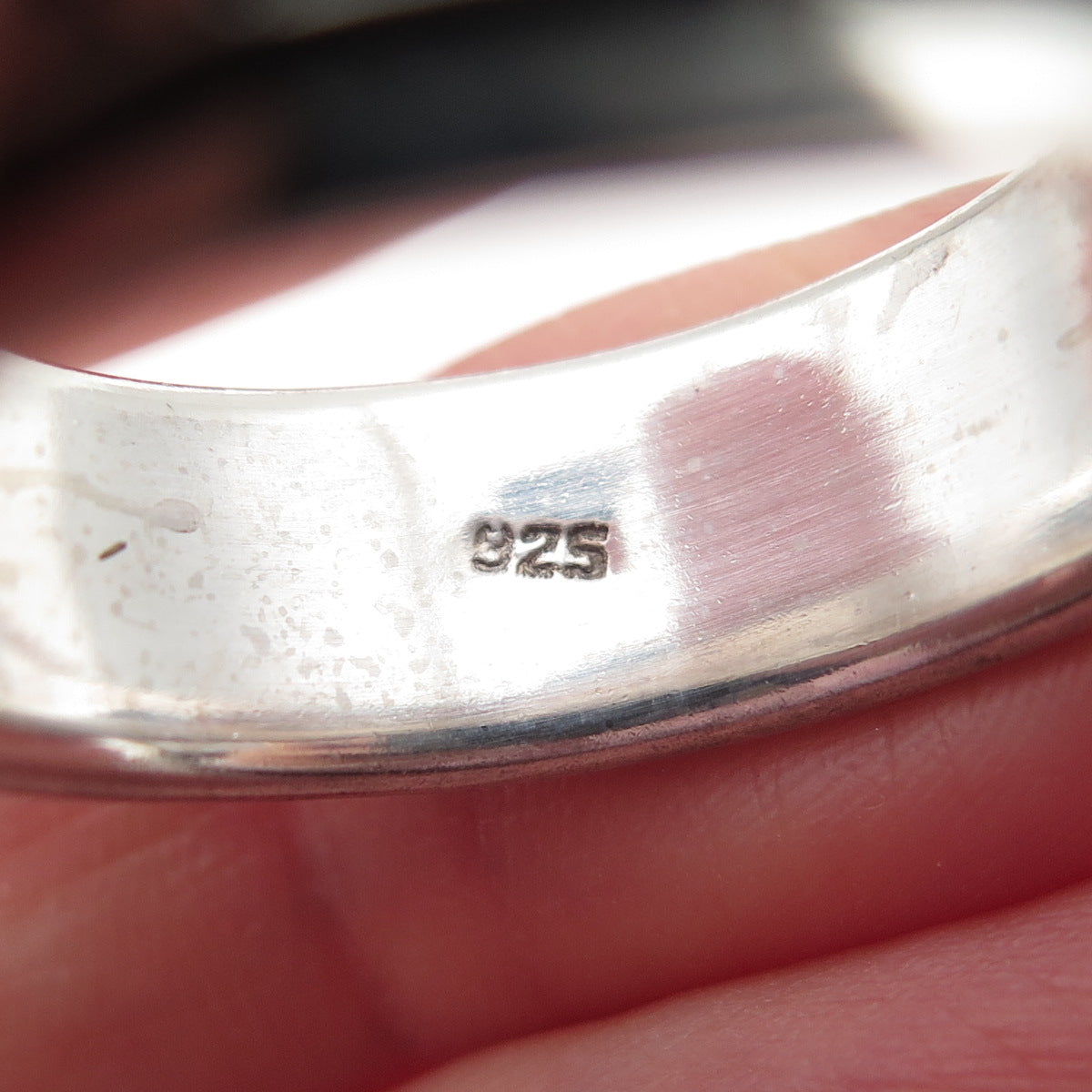 925 Sterling Silver Vintage Granulated Oxidized Rotating Band Ring Size 12.75