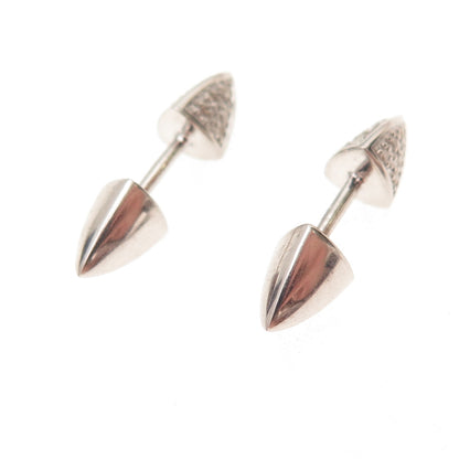 925 Sterling Silver Real Round-Cut Diamond Stud Earrings
