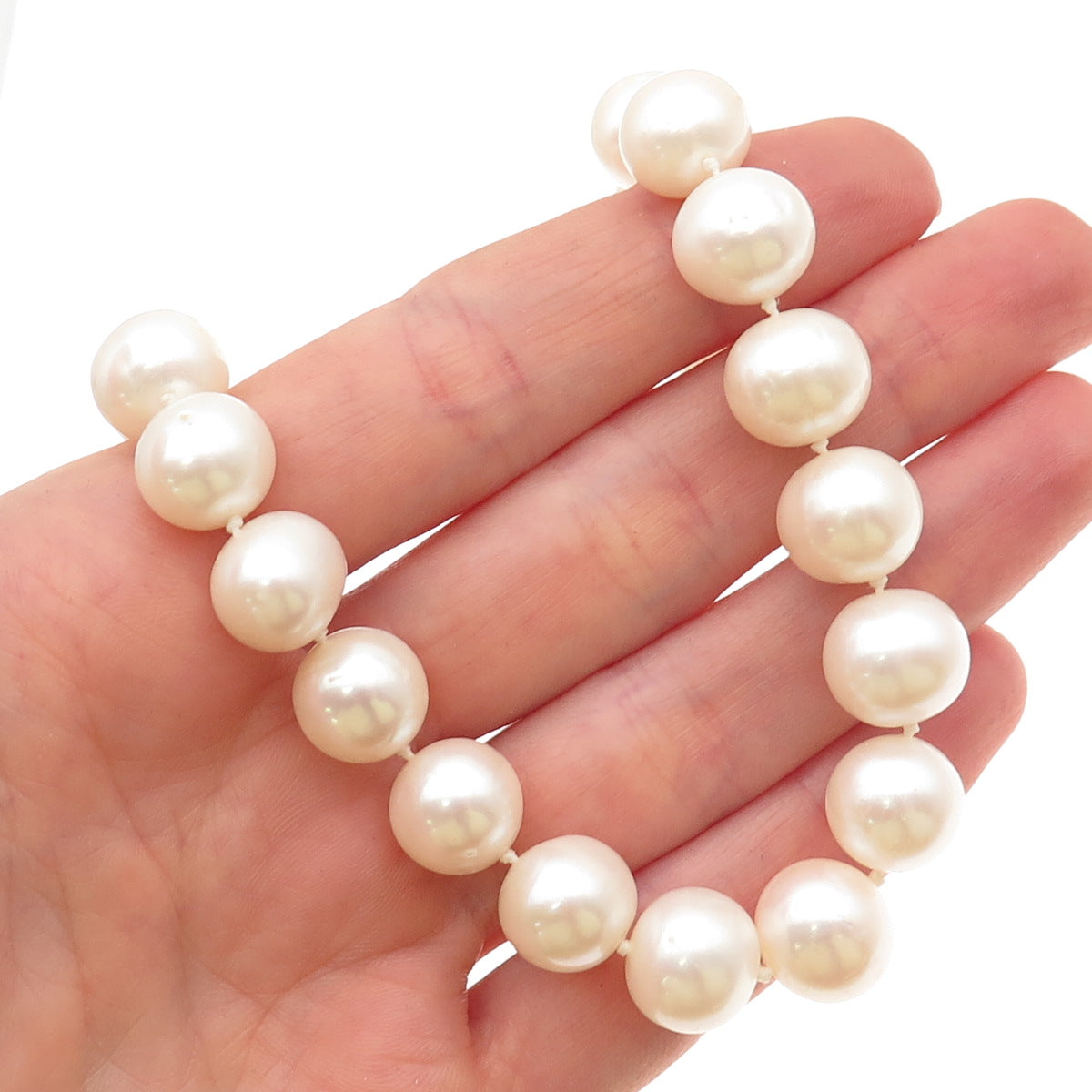 925 Sterling Silver Vintage Real Baroque Pearl Beaded Necklace 18"