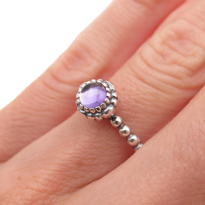 Pandora Sterling Silver Real Amethyst February Birthday Blooms Ring Size 5.25