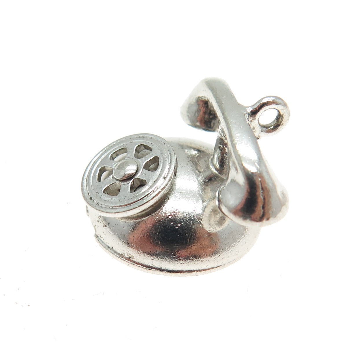DANECRAFT Sterling Silver Antique Art Deco Rotary Telephone Minimalist Pendant