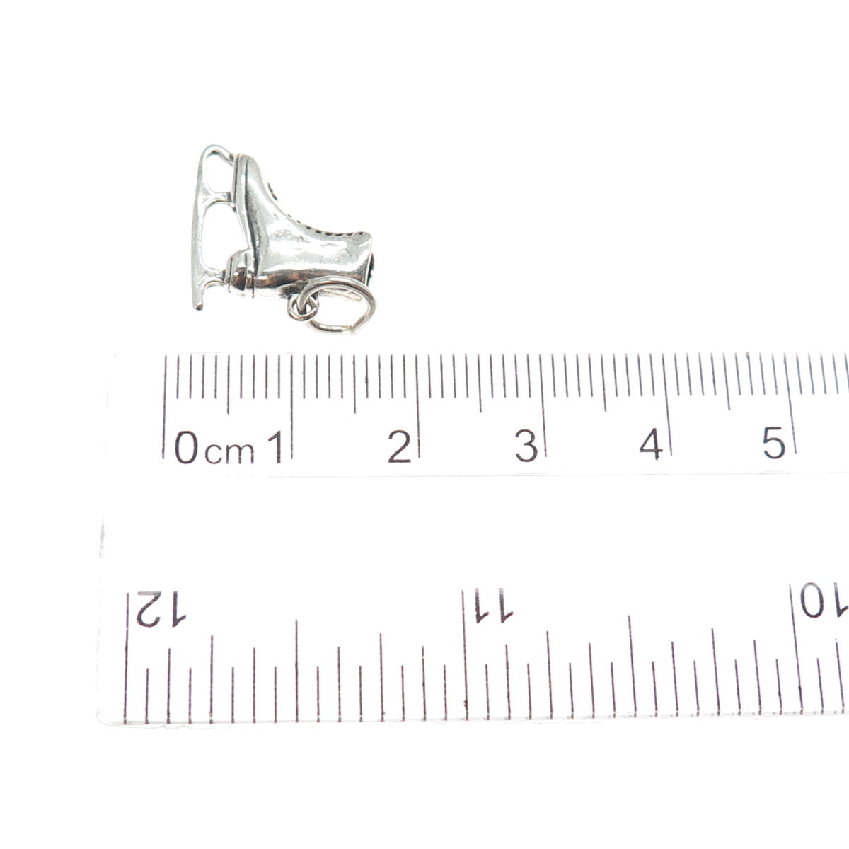 925 Sterling Silver Antique Art Deco Ice Skating Shoe Minimalist Charm Pendant