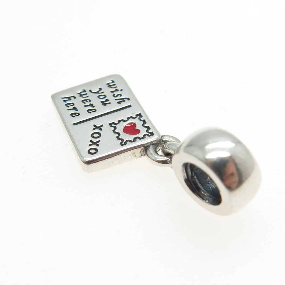 PANDORA 925 Sterling Silver Enamel Wish You Were Here Dangle Bead Charm