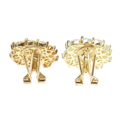 925 Sterling Silver Gold Plated Princess Pear & Marquise-Cut C Z Earrings