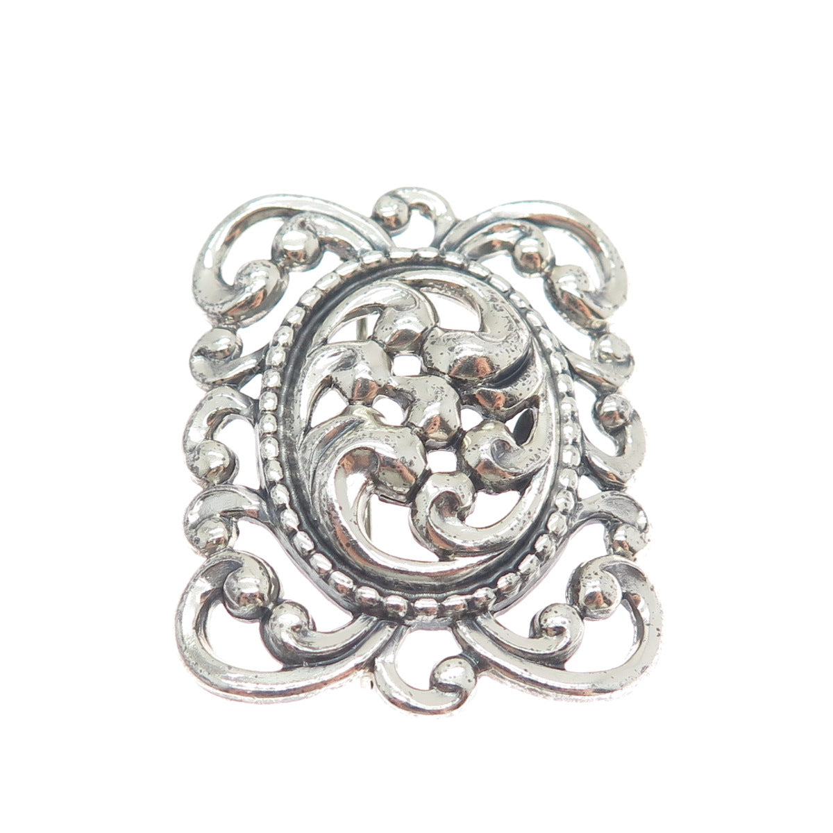 DANECRAFT 925 Sterling Silver Vintage Floral Oxidized Pin Brooch