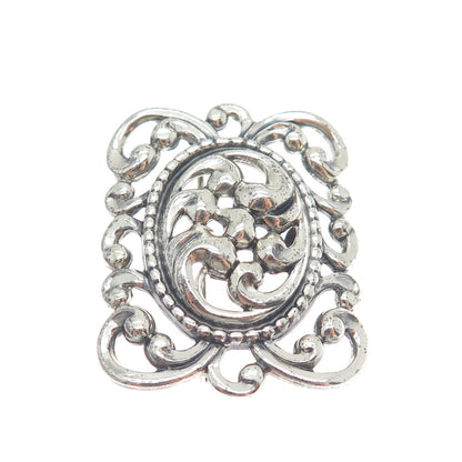DANECRAFT 925 Sterling Silver Vintage Floral Oxidized Pin Brooch