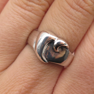 925 Sterling Silver Vintage Modernist Heart Oxidized Ring Size 7