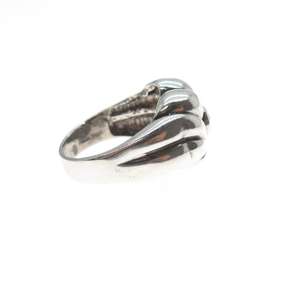 925 Sterling Silver Vintage Real Amethyst Modernist Heart Ring Size 9.25