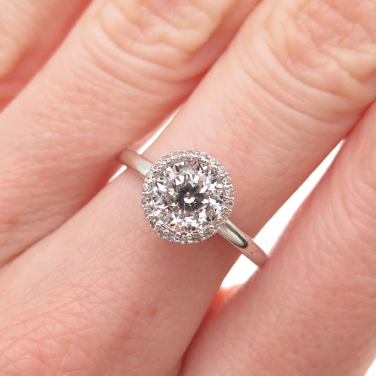 925 Sterling Silver Round-Cut C Z Engagement Ring Size 7