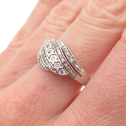 925 Sterling Silver Real Round-Cut Diamond Ring Size 7.25