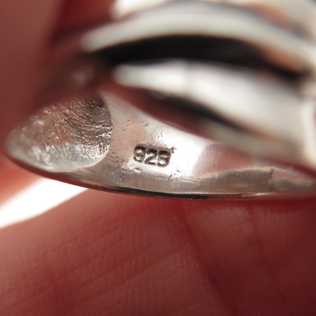 925 Sterling Silver Vintage Modernist Oxidized Ring Size 6