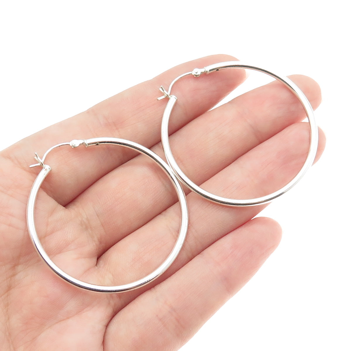 925 Sterling Silver Classic Hinged Hoop Earrings