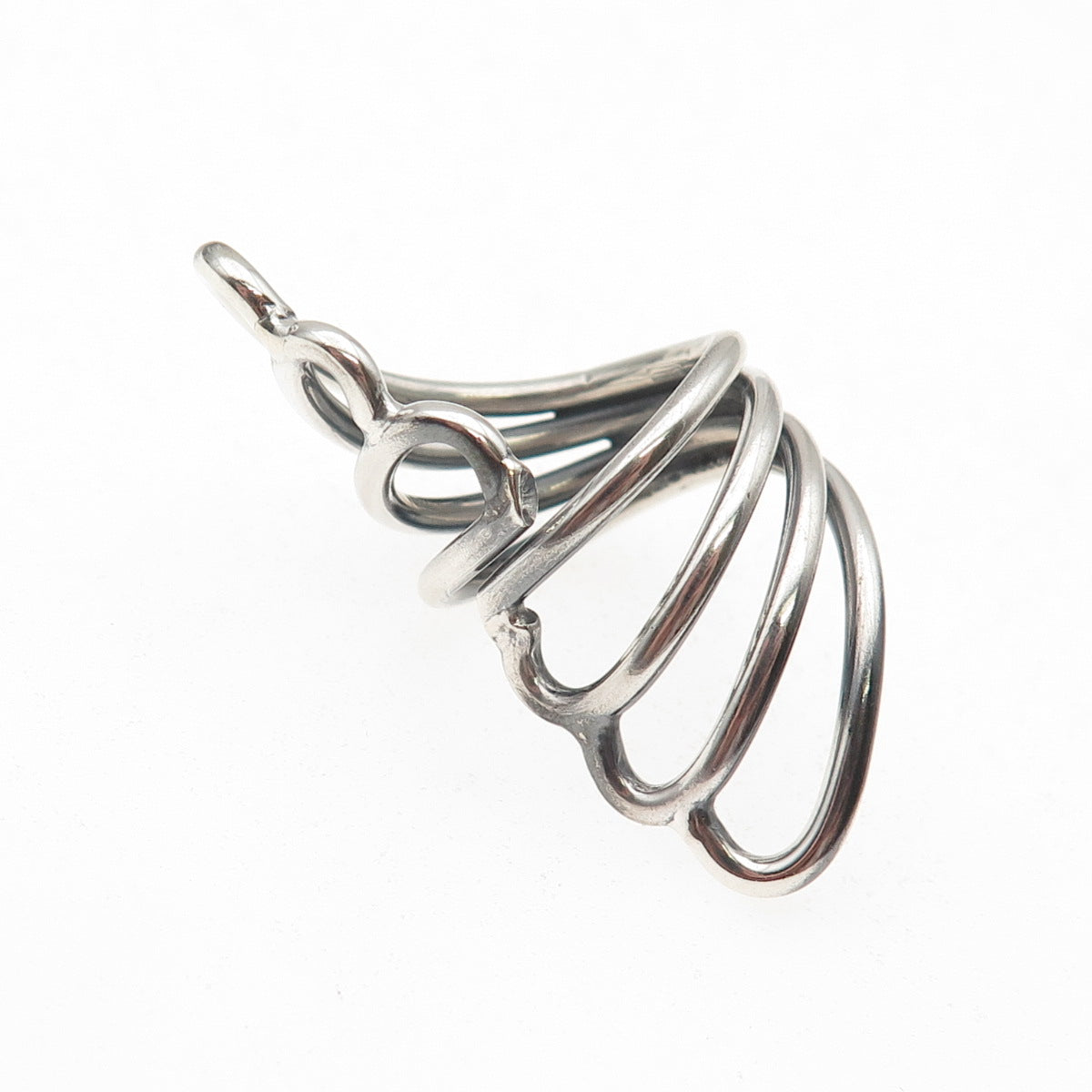 925 Sterling Silver Vintage Mexico Angel Wings Oxidized Adjustable Ring Size 5