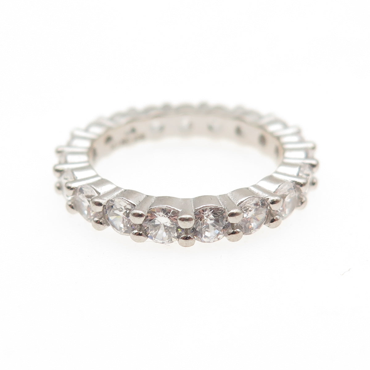 925 Sterling Silver Round-Cut C Z Eternity Band Ring Size 5
