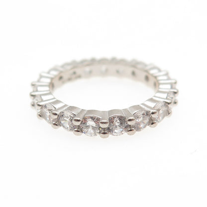 925 Sterling Silver Round-Cut C Z Eternity Band Ring Size 5