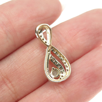 925 Sterling Silver Gold Plated Real Round-Cut Diamond Infinity Slide Pendant