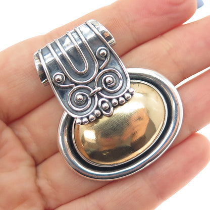 DOUG PAULUS 925 Sterling Silver & Brass Vintage Modernist Oxidized Slide Pendant