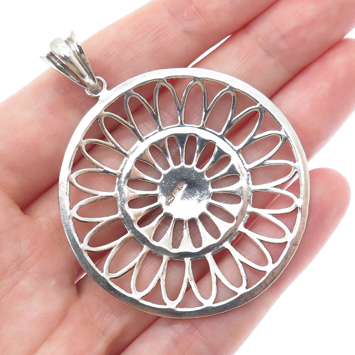 MILOR 925 Sterling Silver Vintage Italy Sunflower Oxidized Pendant
