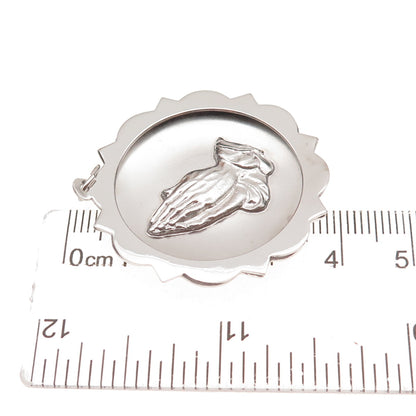 925 Sterling Silver Vintage Praying Hands Religious Charm Pendant