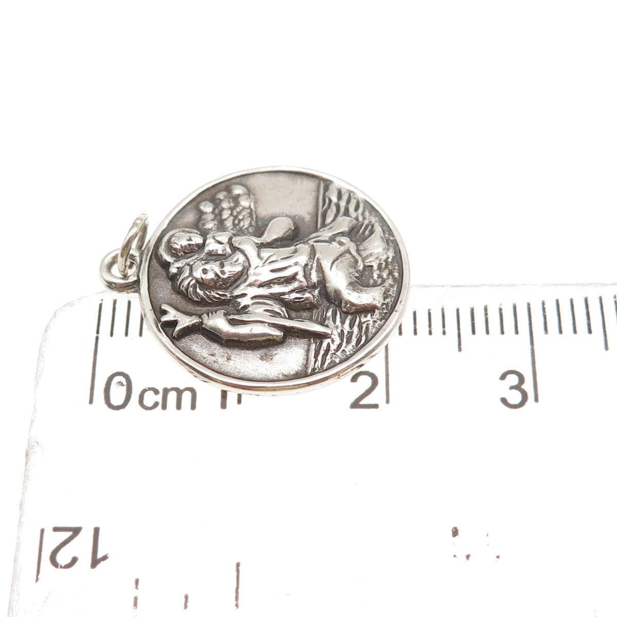 Hayward 925 Sterling Silver Antique Art Deco St. Christopher Charm Pendant