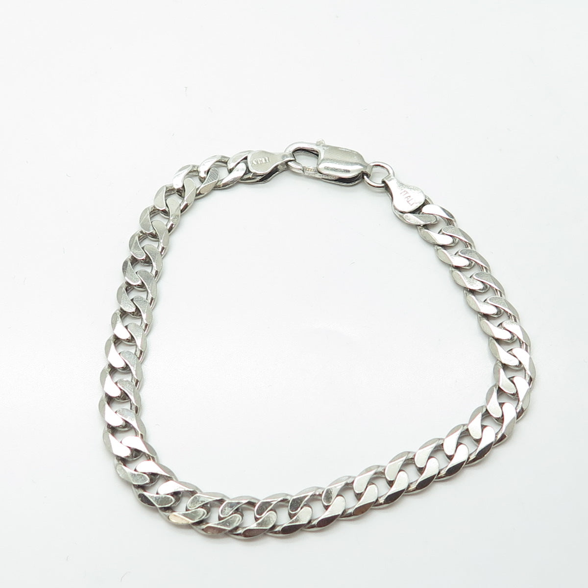 925 Sterling Silver Vintage Italy Cuban Link Bracelet 8"