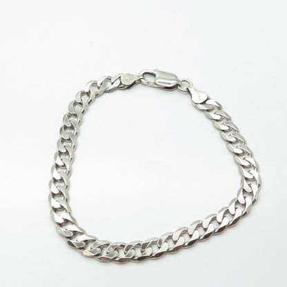 925 Sterling Silver Vintage Italy Cuban Link Bracelet 8"