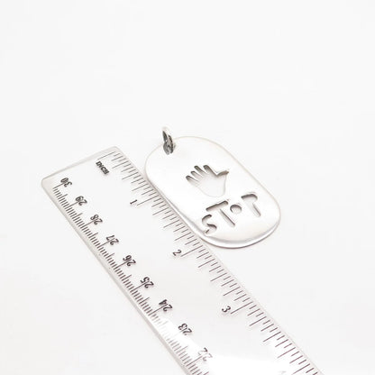 925 Sterling Silver Vintage Mexico Cutout "Stop" Pendant