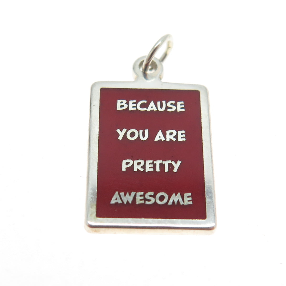 925 Sterling Silver Enamel "Because You Are Pretty Awesome" Minimalist Pendant