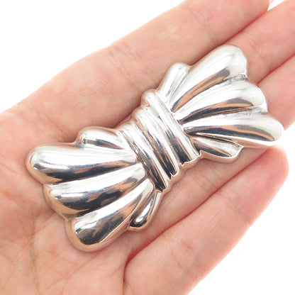925 Sterling Silver Vintage Mexico Modernist Puffy Bow Pin Brooch