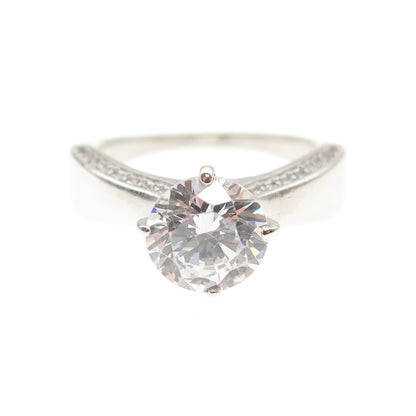 925 Sterling Silver Round-Cut C Z Engagement Ring Size 7.25