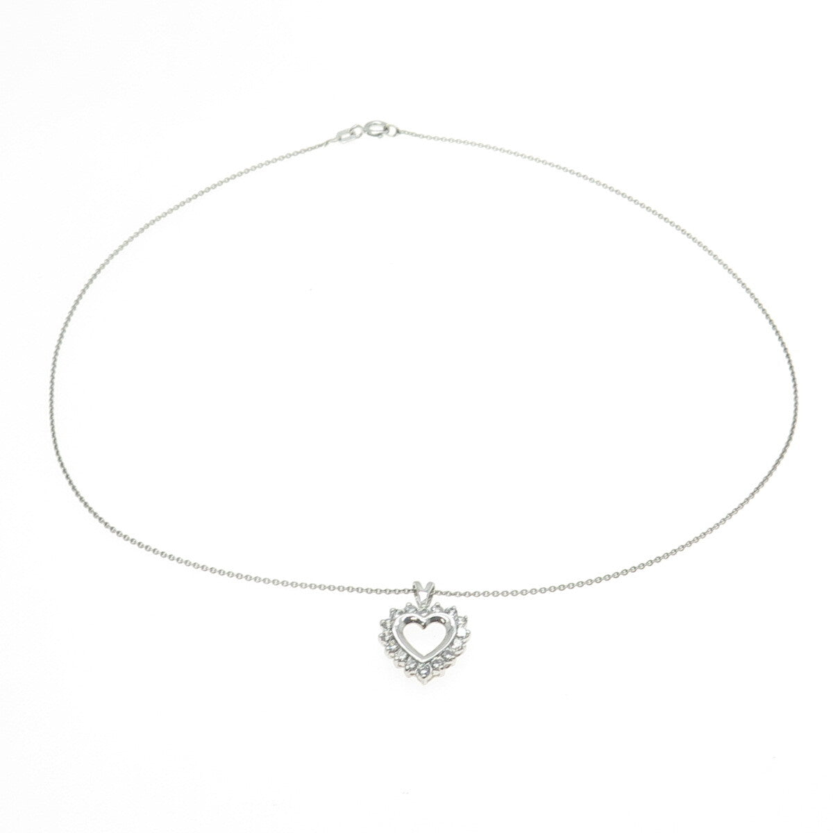 925 Sterling Silver Round-Cut C Z Heart Cable Chain Necklace 16"