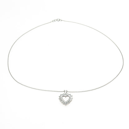 925 Sterling Silver Round-Cut C Z Heart Cable Chain Necklace 16"