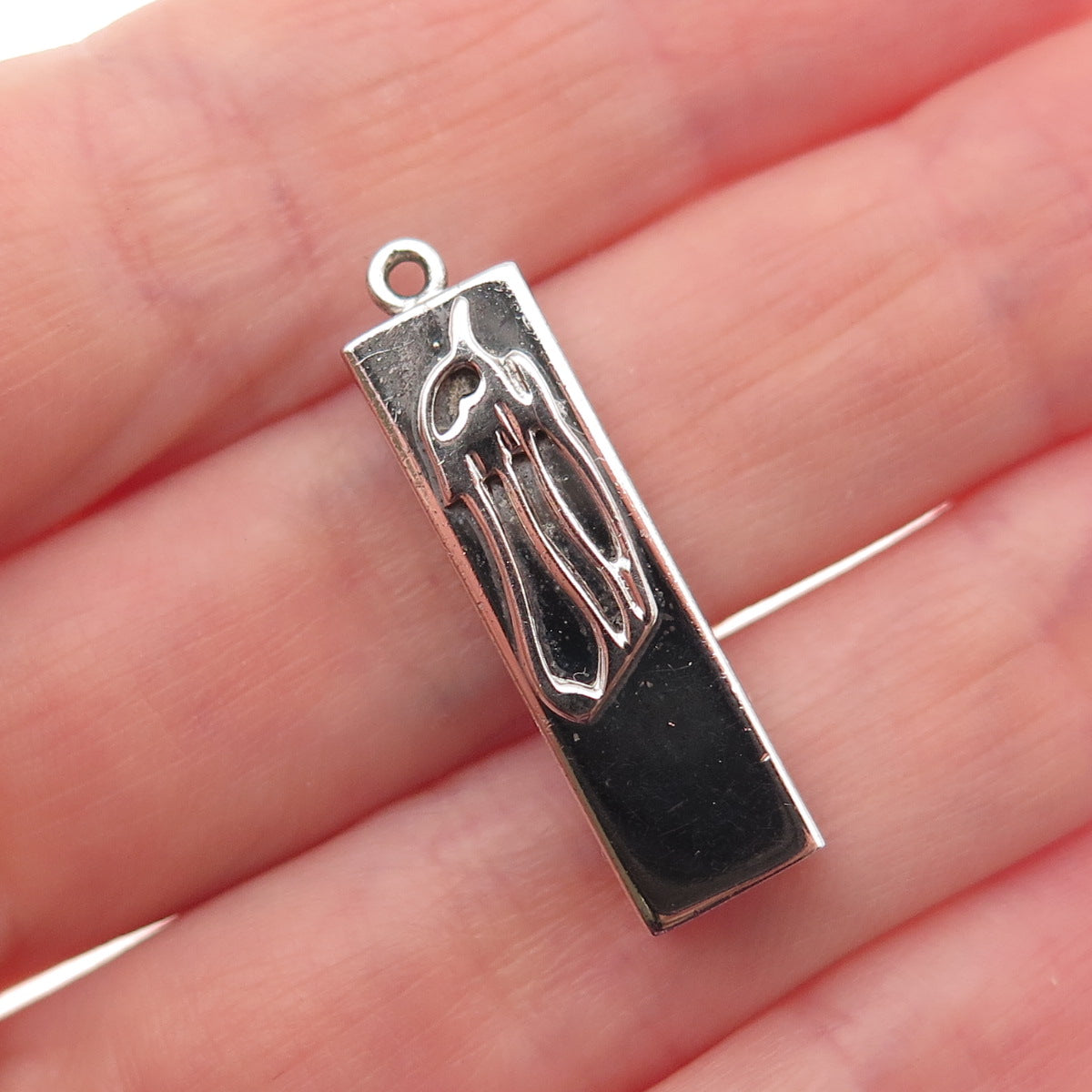 Theda 925 Sterling Silver Vintage Mezuzah Charm Pendant