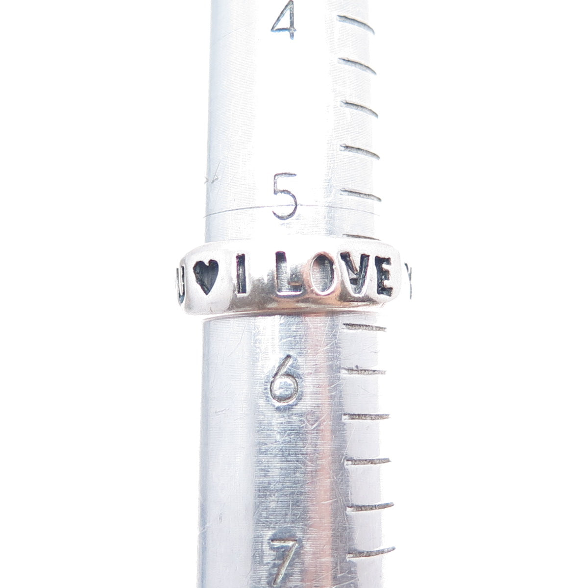 925 Sterling Silver Vintage I Love You Oxidized Band Ring Size 5.75