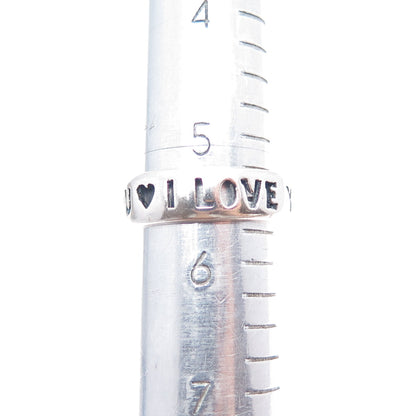 925 Sterling Silver Vintage I Love You Oxidized Band Ring Size 5.75