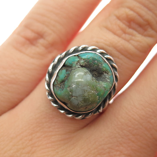 Kenneth Jones Navajo Old Pawn 925 Sterling Silver Vintage Turquoise Ring Size 6