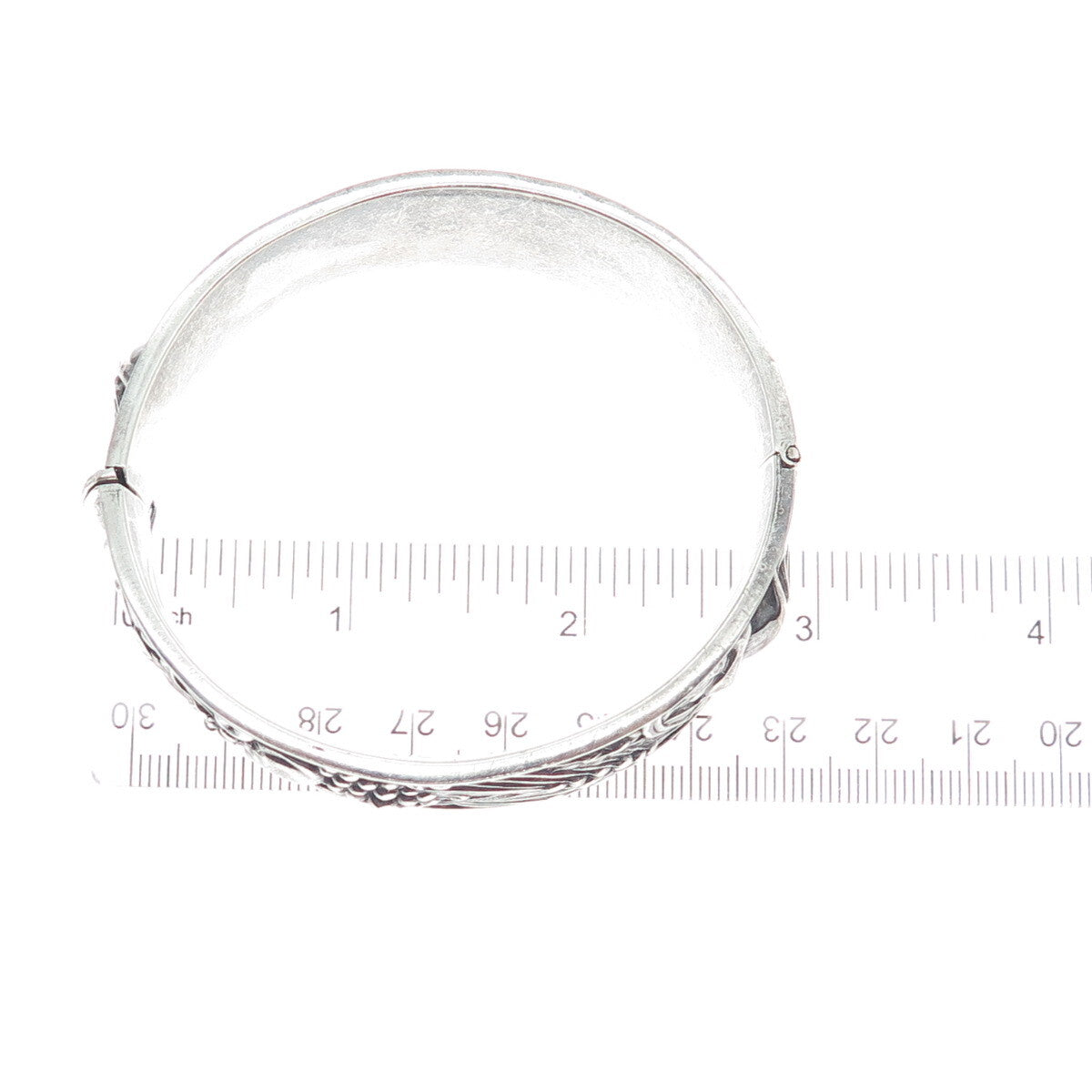 925 Sterling Silver Vintage Portugal Fall Season Oxidized Bangle Bracelet 7.5"