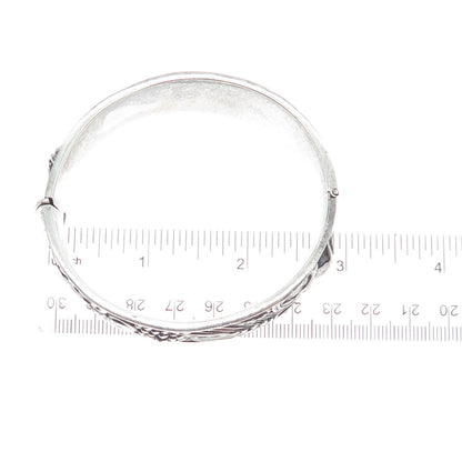925 Sterling Silver Vintage Portugal Fall Season Oxidized Bangle Bracelet 7.5"