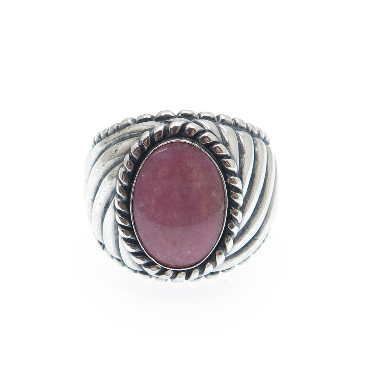 CAROLYN POLLACK Sterling Silver Vintage Real Rhodonite Oxidized Ring Size 8.25