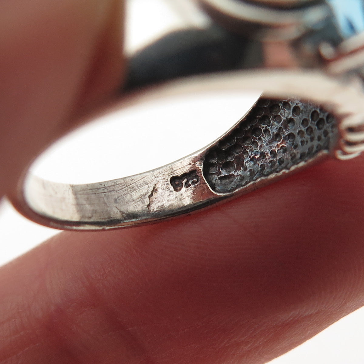 Charles Winston 925 Sterling Silver Vintage Blue C Z Modernist Ring Size 7.25