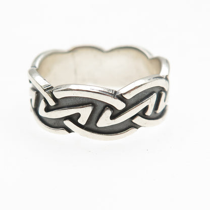 925 Sterling Silver Vintage Celtic Oxidized Band Ring Size 9