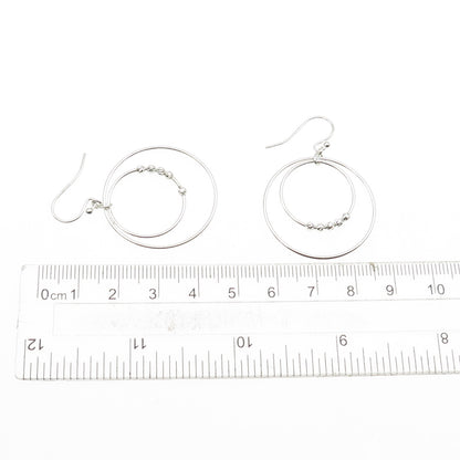 925 Sterling Silver Ball Beaded Multi-Circle Dangle Earrings