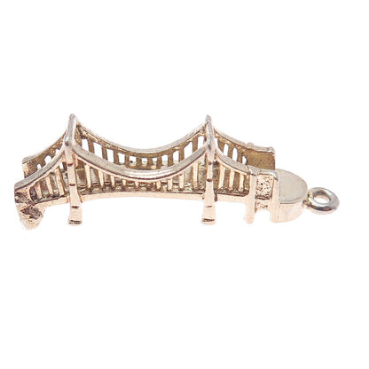 925 Sterling Silver Gold Plated Vintage Golden Gate 3D Charm Pendant