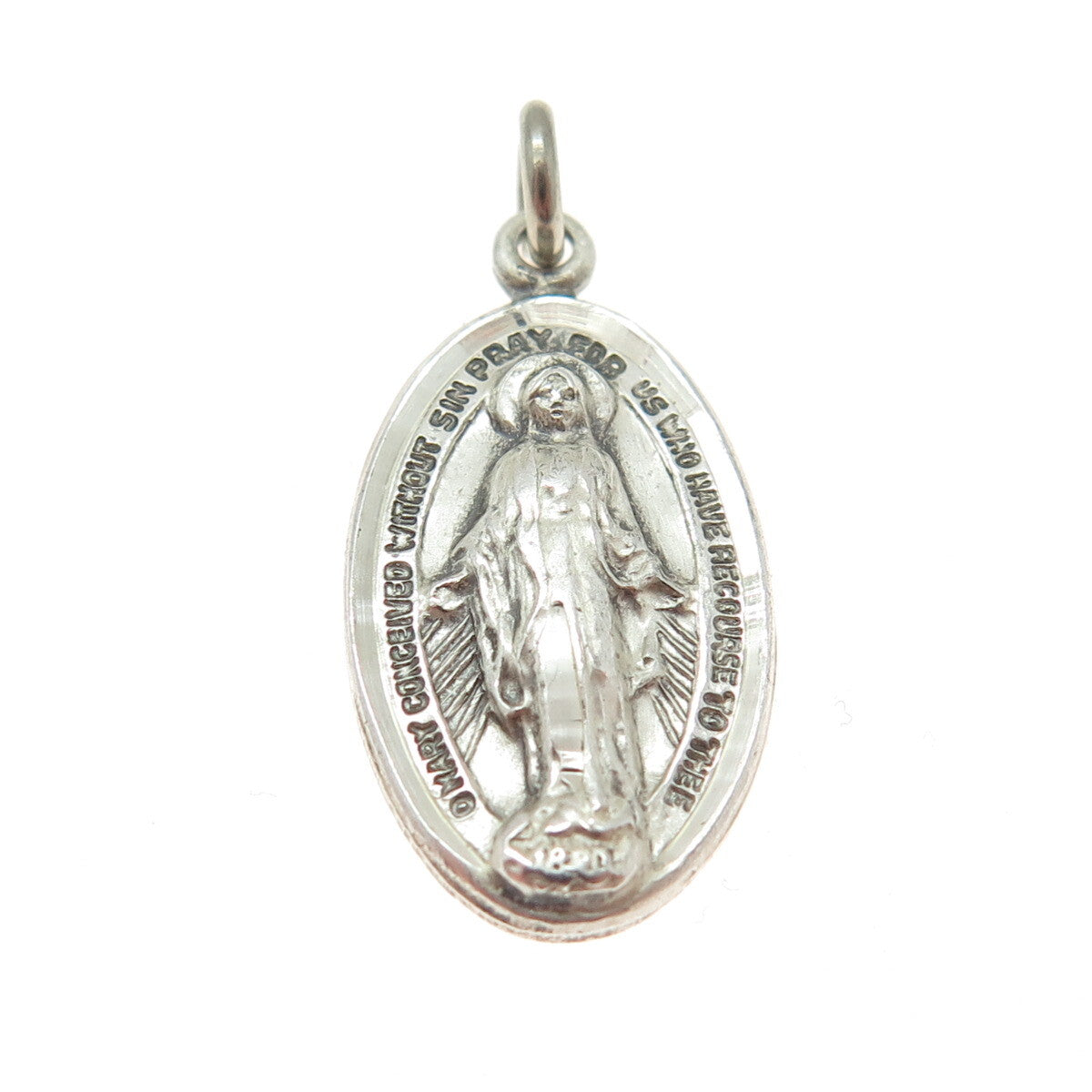 CHAPEL 925 Sterling Silver Antique Art Deco Saint Mary Minimalist Charm Pendant