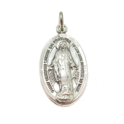 CHAPEL 925 Sterling Silver Antique Art Deco Saint Mary Minimalist Charm Pendant