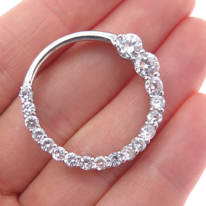 925 Sterling Silver Round-Cut C Z Circle of Life Slide Pendant
