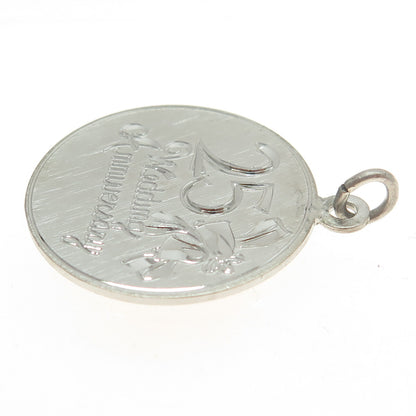 WELLS 925 Sterling Silver Vintage "25 Wedding Anniversary" Engraved Pendant